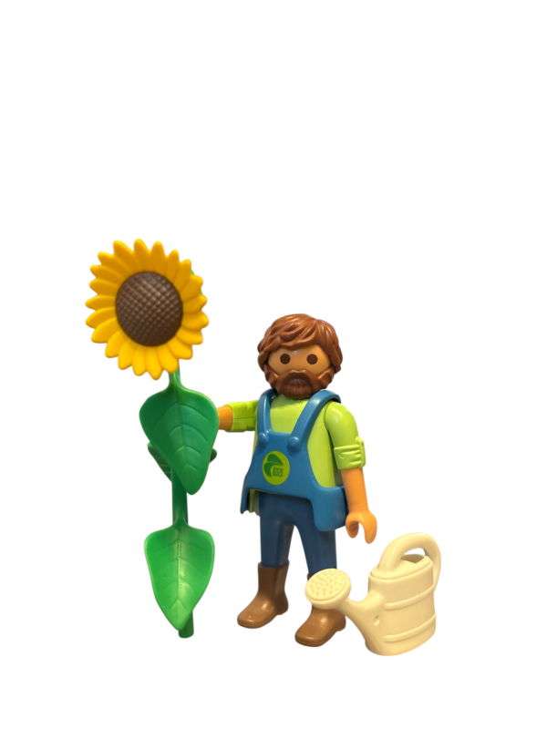 playmobil man with sunflower